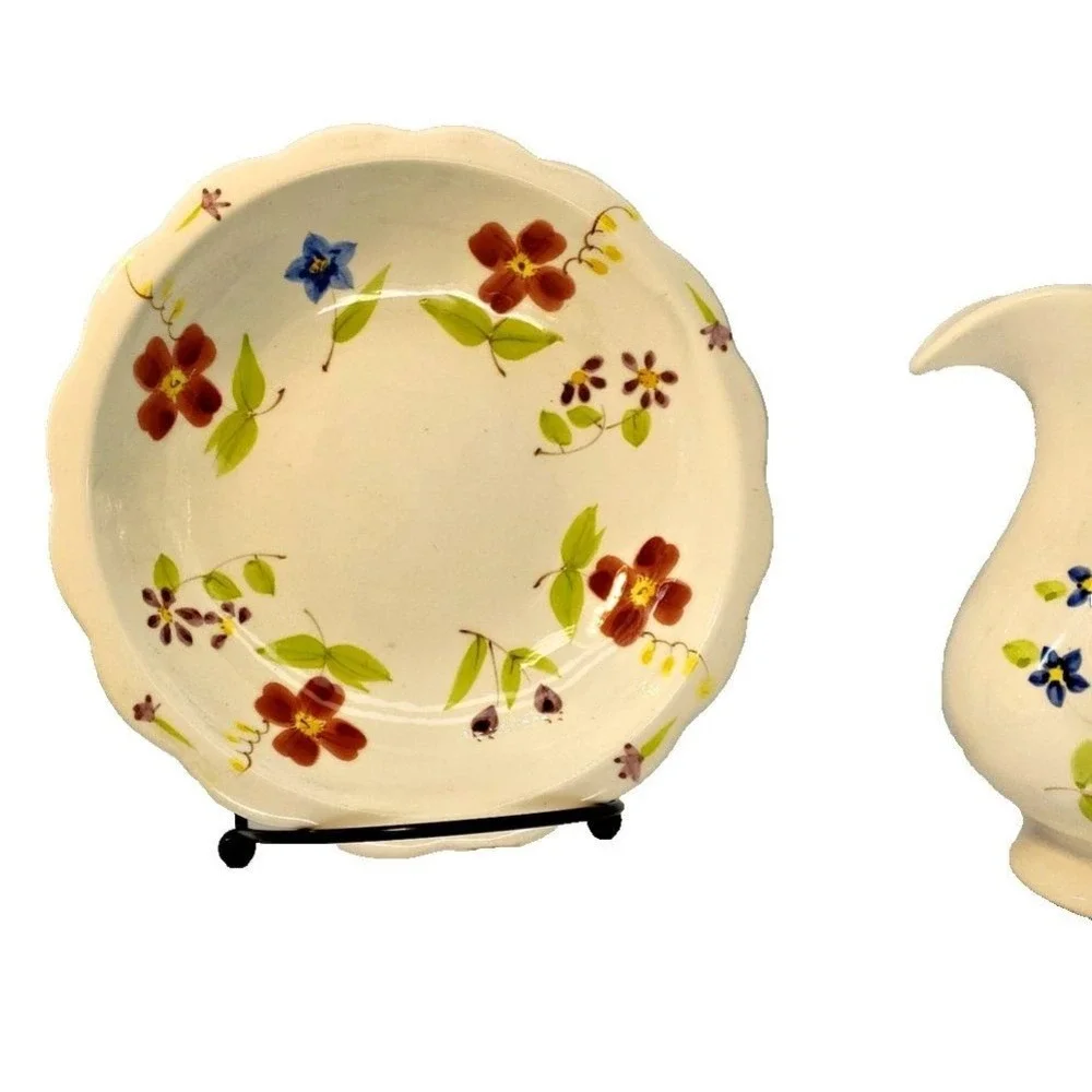 UNBRANDED Pitcher Basin‎ Set Adult Small White Excellent Ceramic Floral Decor
